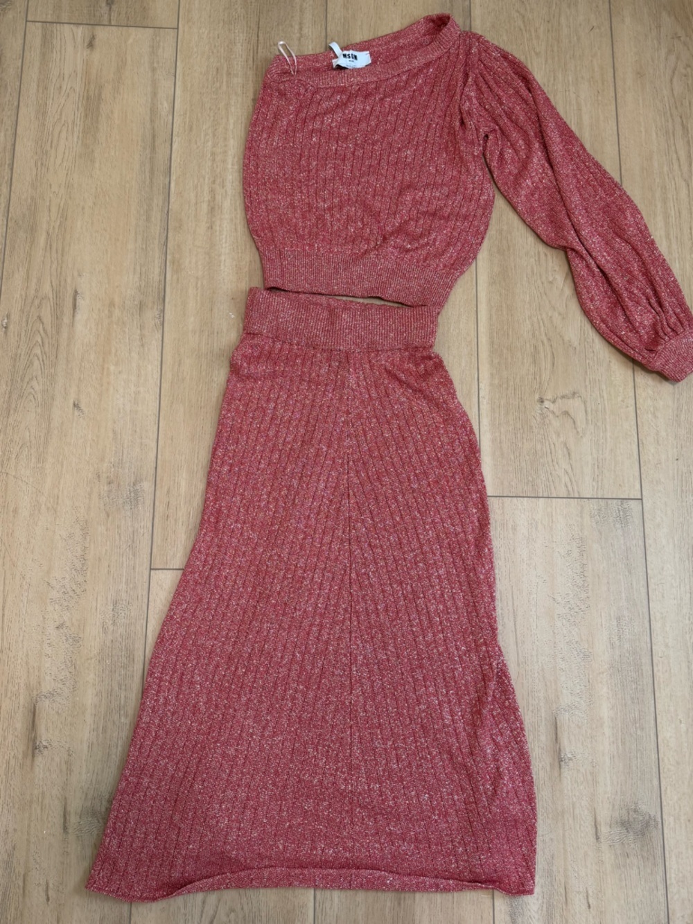 MSGM Sparkle Knit Top in Rose Gold SET